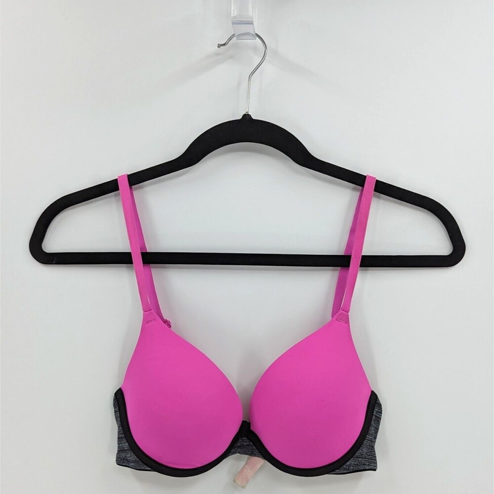 Victoria's Secret PINK Bra Women's 32B Pink Gray Colorblock Push Up
